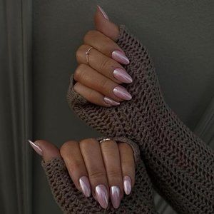 Light Pink Chrome Press on Nails